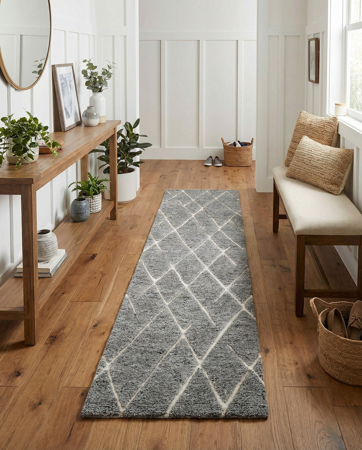 Sahara Berber Wool Collection Area Rug - Marrakesh Runner Silver Gray  lifestyle 127