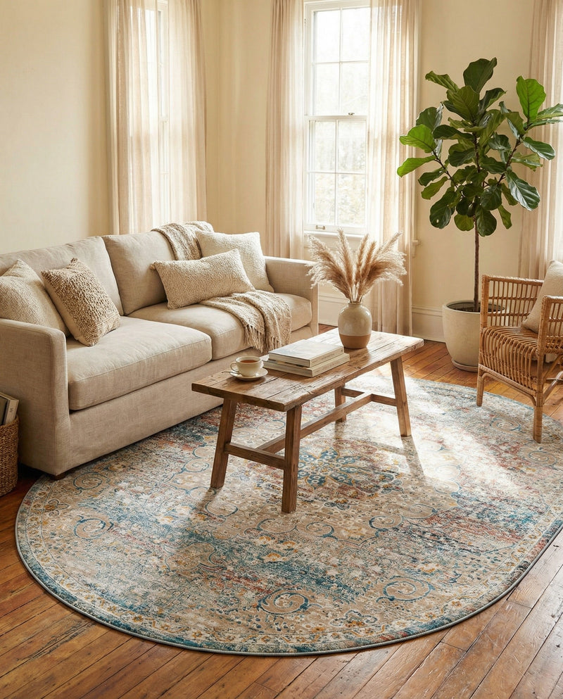 Coastal Haven Collection Area Rug - Seabreeze (Multi) Oval Multi  lifestyle 73