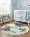 Wonder Tykes Collection Area Rug -  Patchwork Round Gray  lifestyle 4