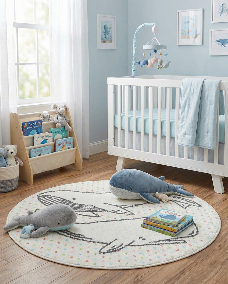 Wonder Tykes Collection Area Rug -  Patchwork Round Gray  lifestyle 4