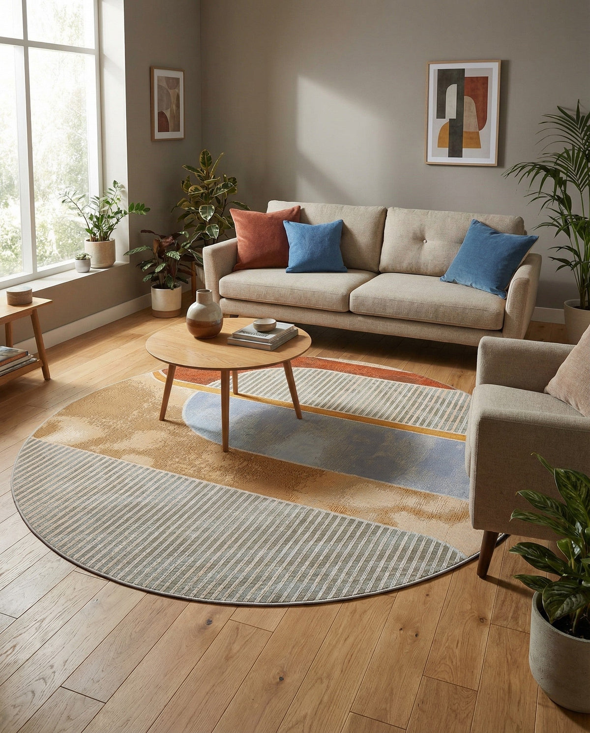Urban Terrace Collection Area Rug -  Deck Round Multi  lifestyle 63
