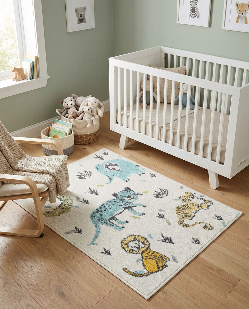 Wonder Tykes Collection Area Rug -  Spatter Rectangle Ivory  lifestyle 3