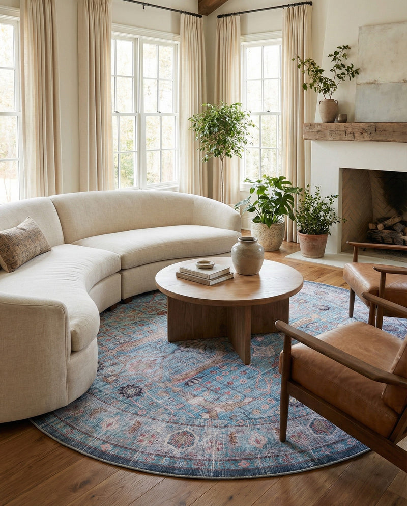 Zahara Oasis Collection Area Rug -  Marrakech Round Blue  lifestyle 79