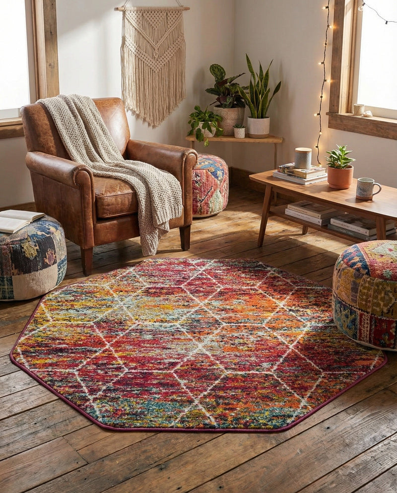 Trellis Mosaic Collection Area Rug - Arborville (Multi) Octagon Multi  lifestyle 30