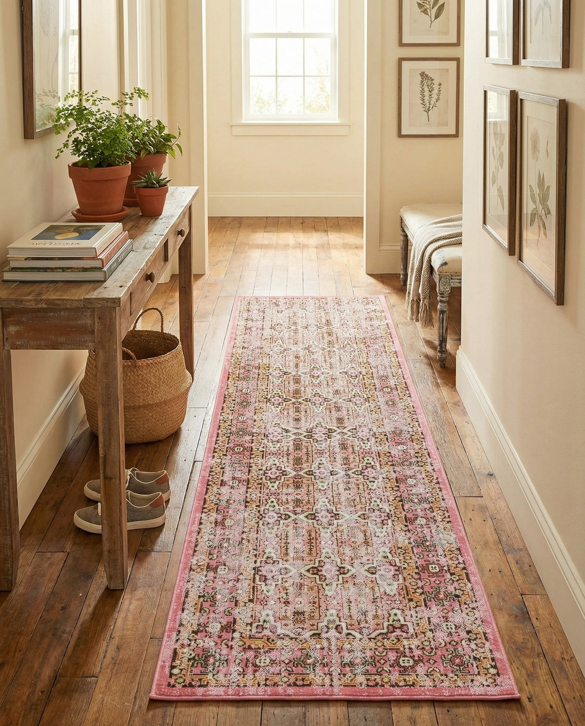 Geneva Terrace Collection Area Rug -  Nyon Runner Pink  lifestyle 83