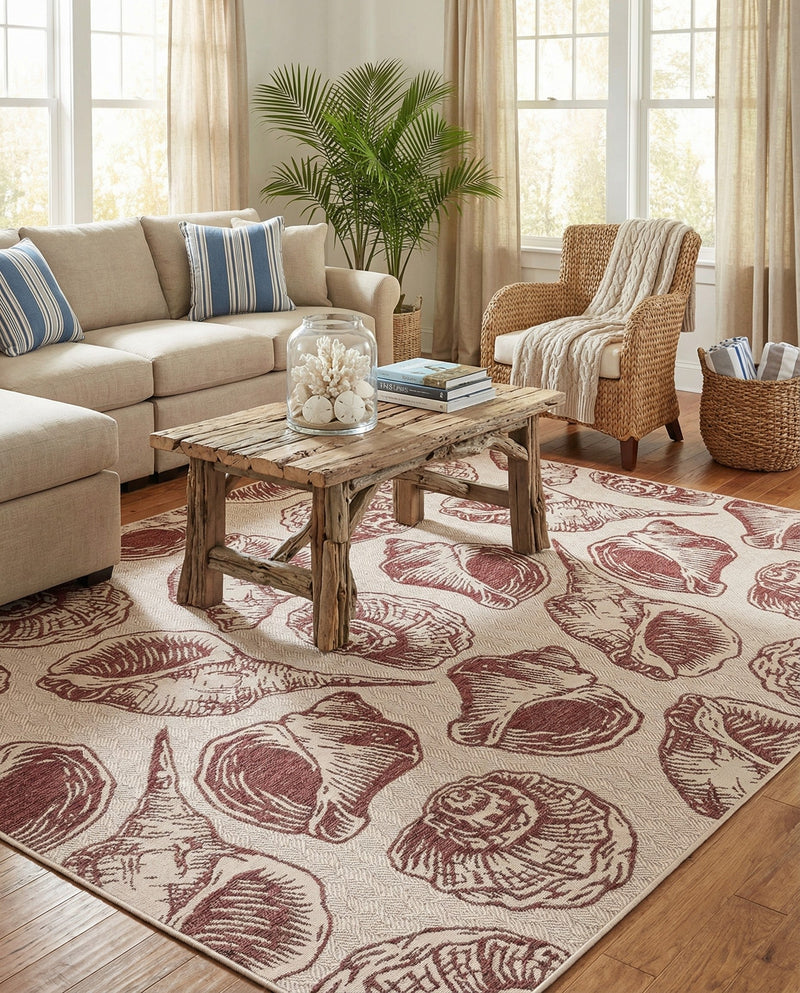 Seaside Haven Rugs Collection Area Rug -  Lighthouse (Ivory Rust Red) Rectangle Ivory Rust Red  lifestyle 11