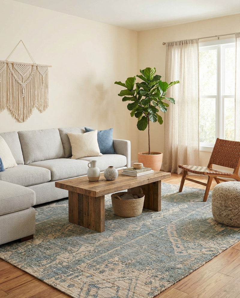 Savannah Threads Collection Area Rug -  Kalahari Rectangle Antique Blue  lifestyle 18
