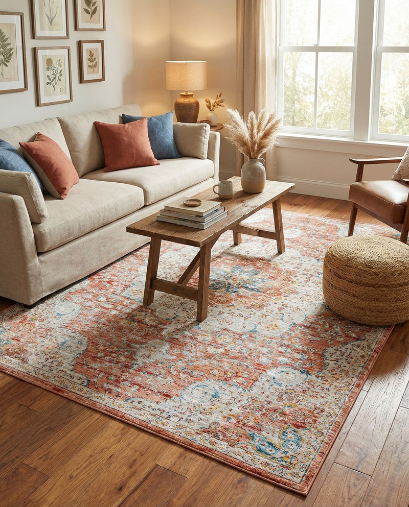 Coastal Haven Collection Area Rug - Seabreeze (Red) Rectangle Red  lifestyle 10