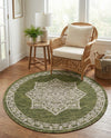 Patio Heritage Collection Area Rug -  Charleston (Green) Round Green  lifestyle 61