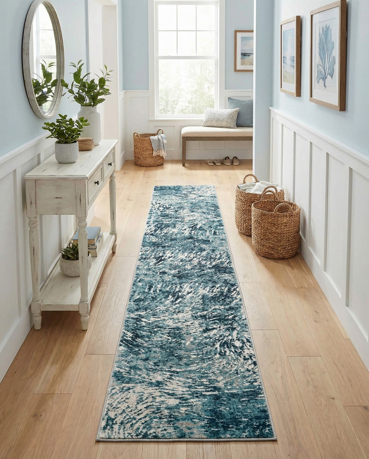 Serenity Sands Collection Area Rug -  Quietshore Runner Blue  lifestyle 84
