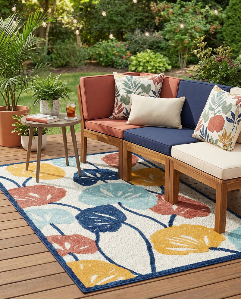 Caribbean Terrace Collection Area Rug -  Grenada Rectangle Ivory  lifestyle 27