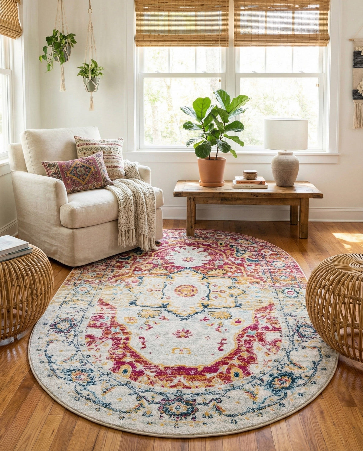 Parisian Elegance Collection Area Rug - Versailles (Pink Gray) Oval Pink Gray  lifestyle 89