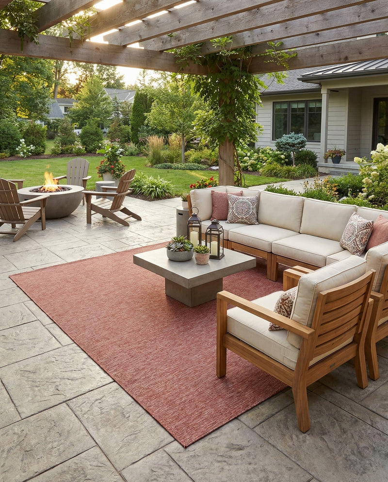Seaside Serenity Collection Area Rug - Veranda (Rust Red) Rectangle Rust Red  lifestyle 12