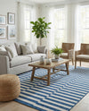 Seaside Stripes Collection Area Rug - Cabana (Blue) Rectangle Blue  lifestyle 13