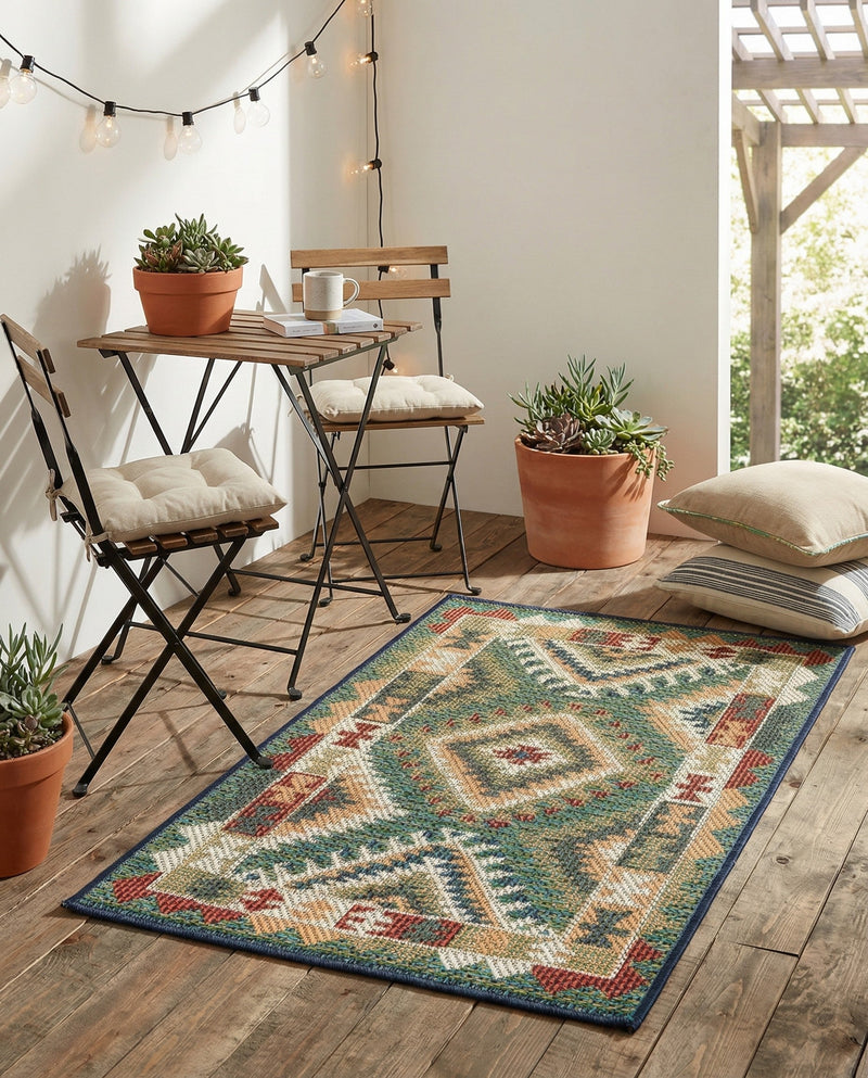 Coastal Terrace Collection Area Rug -  Sandbar Rectangle Green  lifestyle 29