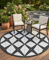 Urban Terrace Collection Area Rug -  Hudson Round Black and White  lifestyle 27