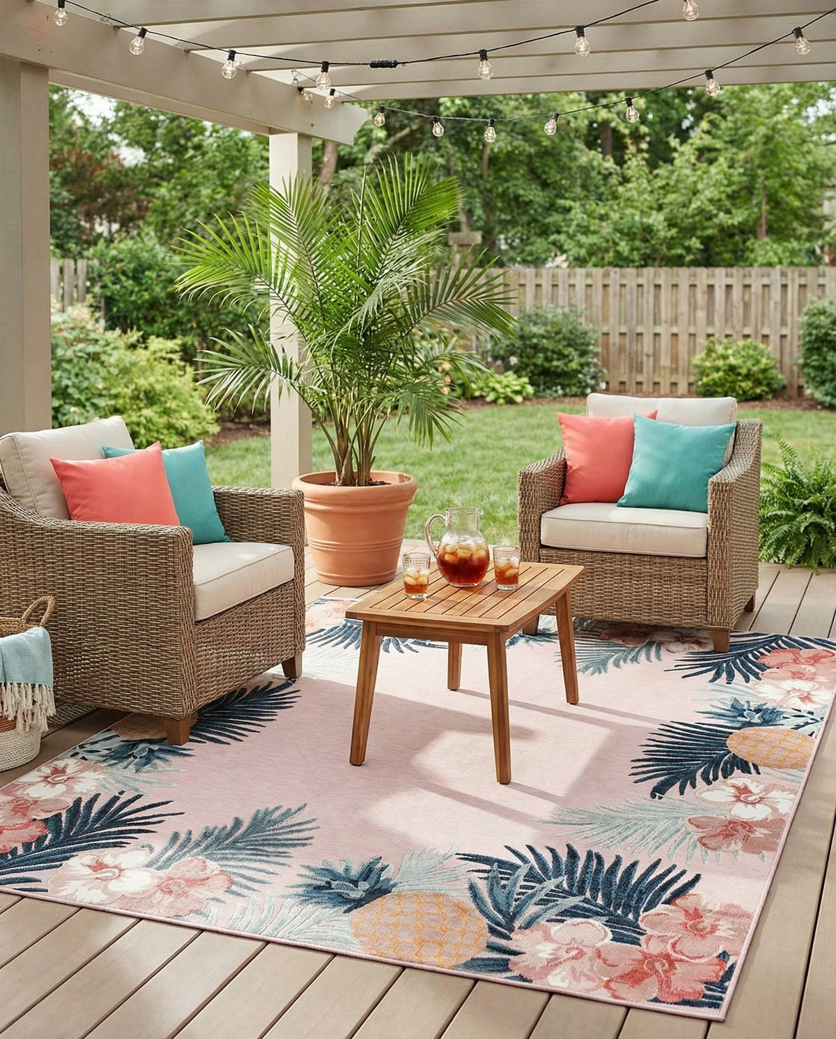 Seaside Blooms Collection Area Rug - Haven Rectangle Pink  lifestyle 47