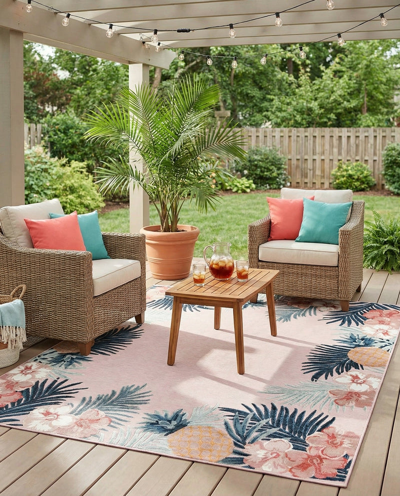 Seaside Blooms Collection Area Rug - Haven Rectangle Pink  lifestyle 47