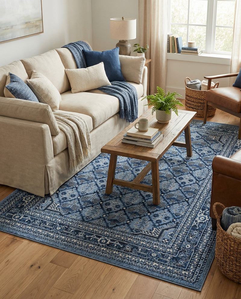 Horizon Collection Area Rug -  Aurora Rectangle Blue  lifestyle 6