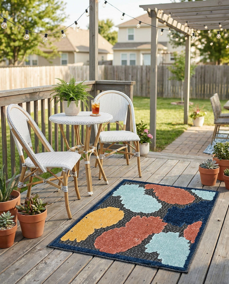 Caribbean Terrace Collection Area Rug -  Nevis Rectangle Black  lifestyle 30
