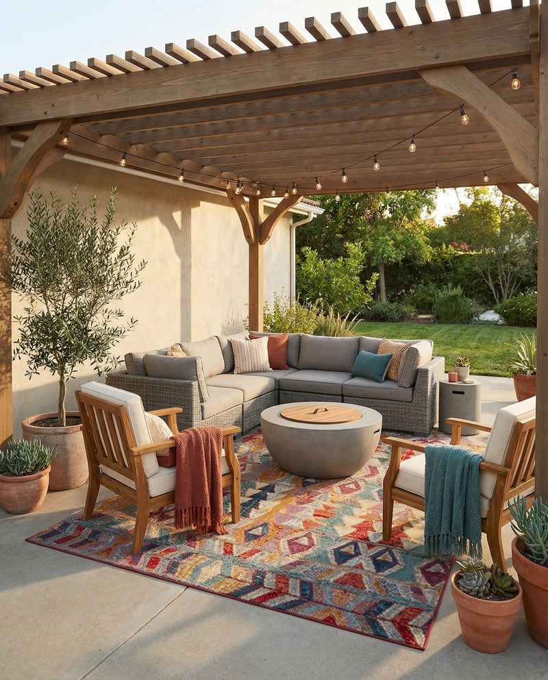 Urban Terrace Collection Area Rug -  Arcade Rectangle Multi  lifestyle 55