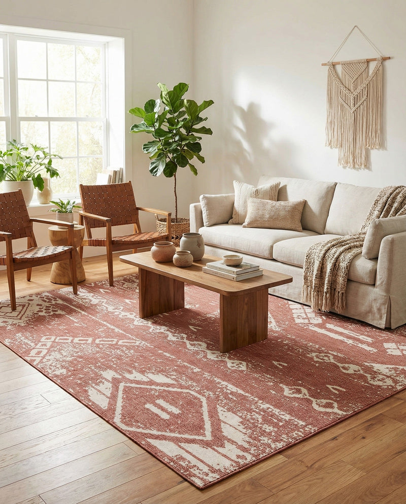 Desert Nomad Terrace Collection Area Rug - Sahara (Rust Red) Rectangle Rust Red  lifestyle 13