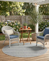 Seaside Stripes Collection Area Rug -  Boardwalk (Light Blue) Round Light Blue  lifestyle 69