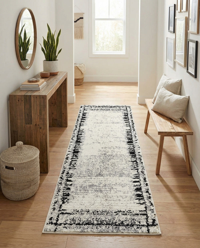 Marrakech Mosaic Collection Area Rug -  Sahara Runner Black and White  lifestyle 44