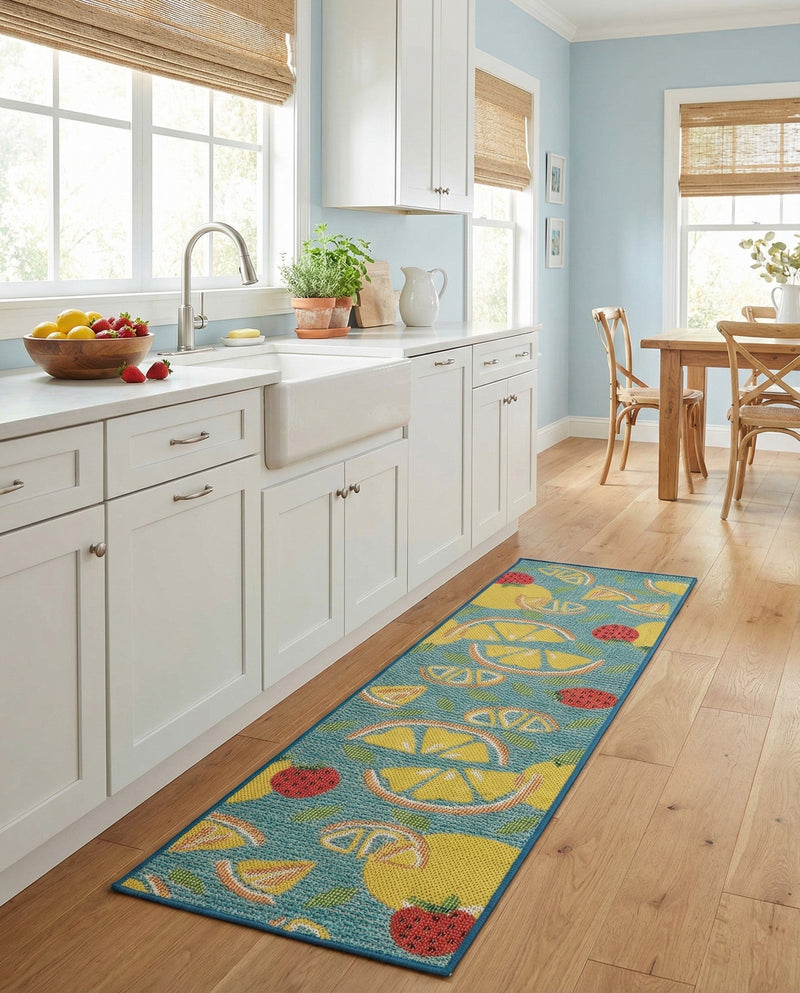 Coastal Terrace Collection Area Rug -  Cove Runner Blue  lifestyle 79