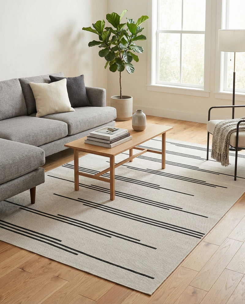 Urban Terrace Collection Area Rug -  Brooklyn Rectangle White and Black  lifestyle 36