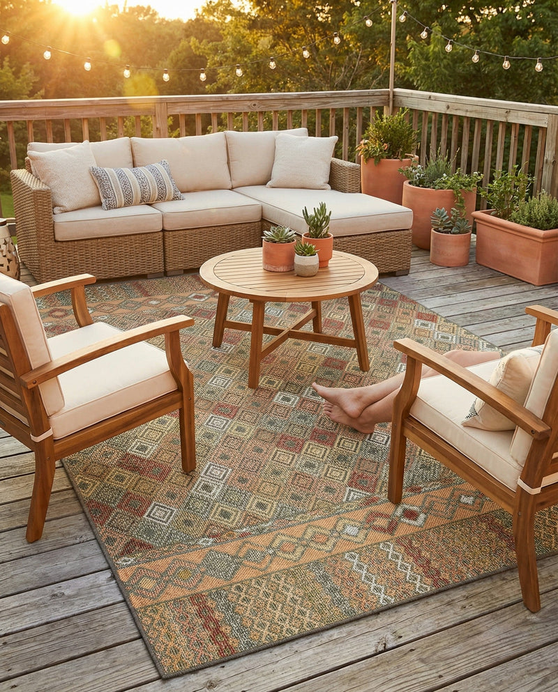 Coastal Terrace Collection Area Rug -  Pelican Rectangle Multi  lifestyle 9