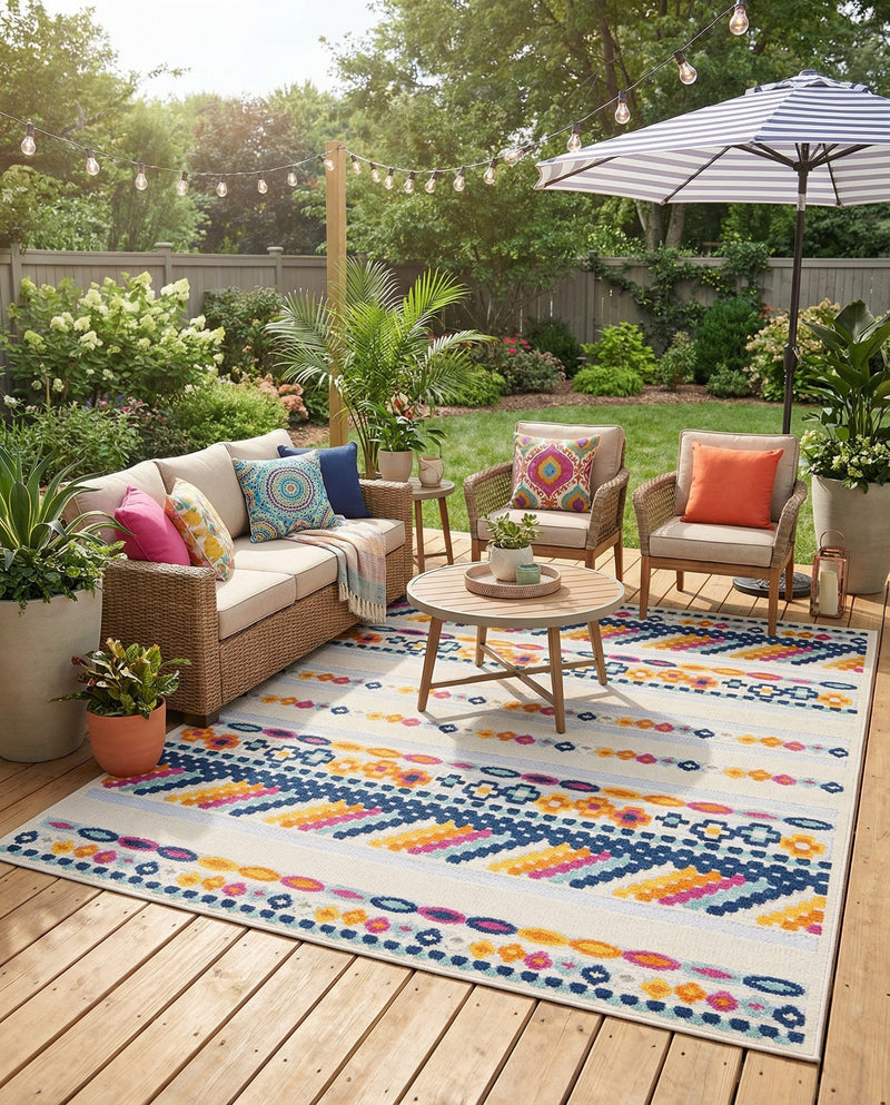 Bahama Breeze Outdoor Collection Area Rug -  Bimini Rectangle Gray  lifestyle 10