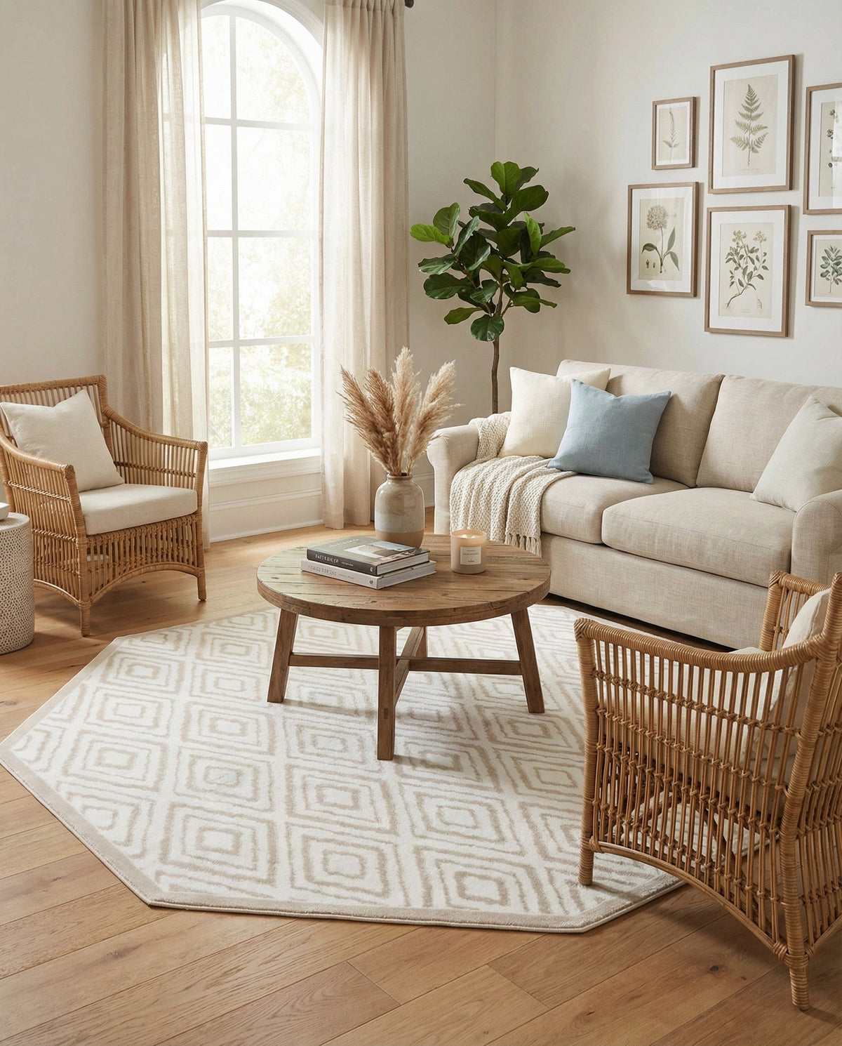 Sanctuary Retreat Collection Area Rug -  Oasis Octagon Snow White  lifestyle 128