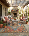 Patio Heritage Collection Area Rug -  Grove Rectangle Navy Blue and Rust Red  lifestyle 4
