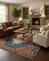 Patio Heritage Collection Area Rug -  Grove Rectangle Navy Blue and Rust Red  lifestyle 21