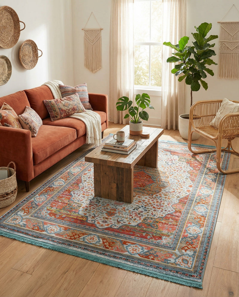Caribbean Breeze Collection Area Rug -  Floriana Rectangle Light Blue  lifestyle 3