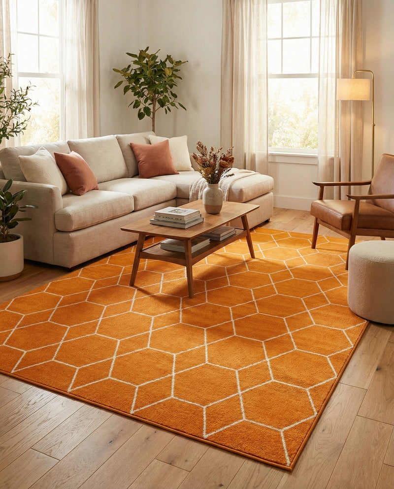 Trellis Mosaic Collection Area Rug - Arborville (Orange) Rectangle Orange  lifestyle 11