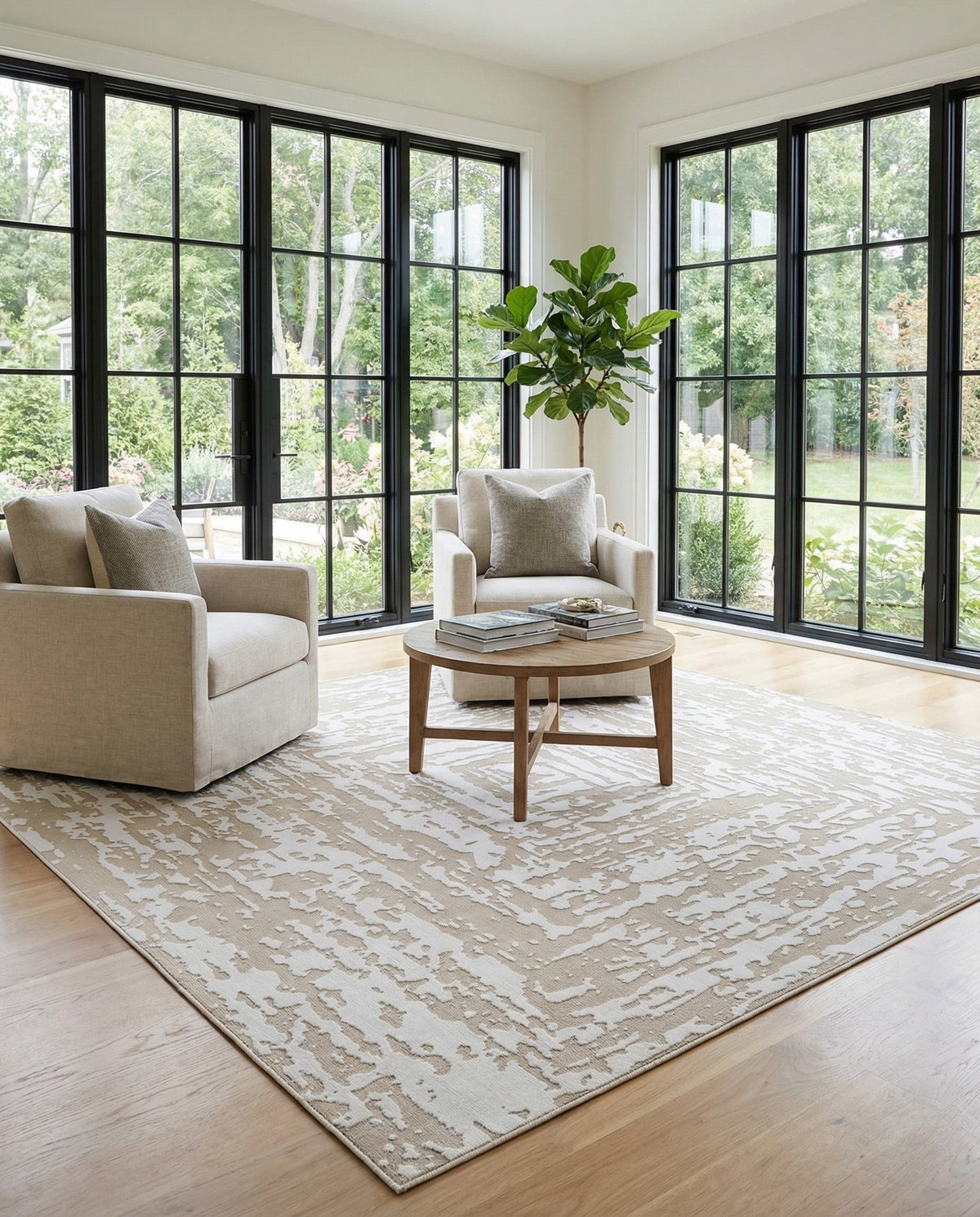 Sanctuary Retreat Collection Area Rug -  Asylum Square White Bone  lifestyle 126