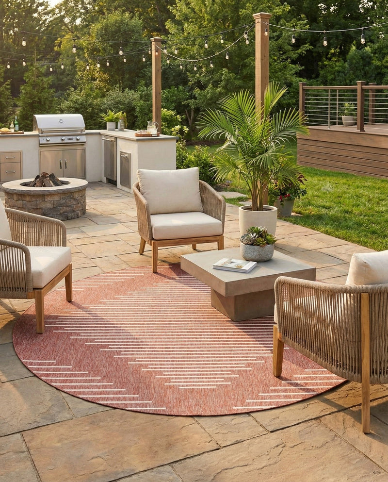 Urban Terrace Collection Area Rug -  Chelsea (Rust Red) Round Rust Red  lifestyle 72