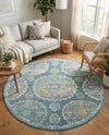 Arcadia Rugs Collection Area Rug -  Atlantis (Gray and Blue) Round Gray and Blue  lifestyle 53
