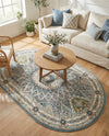 Persian Elegance Collection Area Rug -  Hamedan (Blue) Oval Blue  lifestyle 74