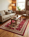 Tabriz Tapestries Collection Area Rug - Azerbaijan (Red) Rectangle Red  lifestyle 5