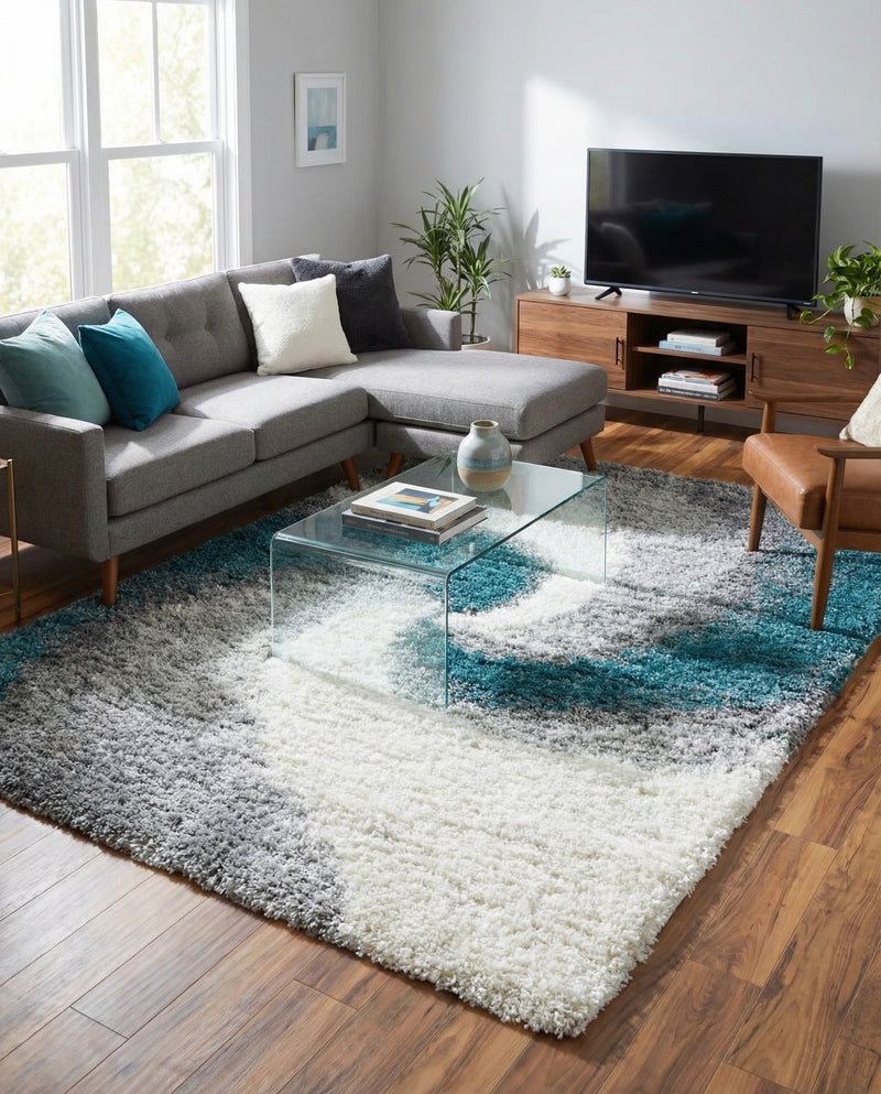 Cozy Haven Shag Collection Area Rug -  Oasis Rectangle Turquoise  lifestyle 13