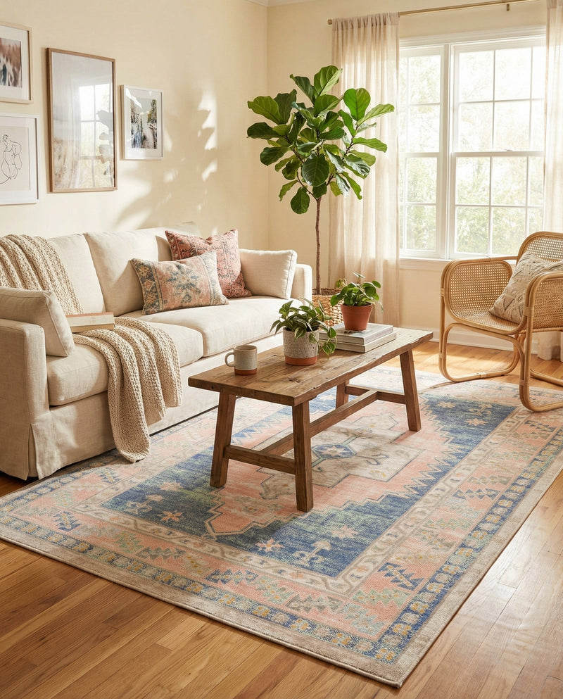 Savannah Series Collection Area Rug -  Augusta (French Blue) Rectangle French Blue  lifestyle 6