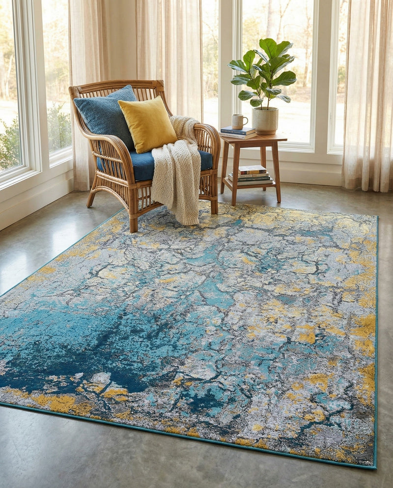 Urban Terrace Collection Area Rug -  Lanai Rectangle Gradient Blue  lifestyle 10
