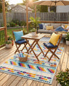 Bahama Breeze Outdoor Collection Area Rug -  Bimini Rectangle Blue  lifestyle 57