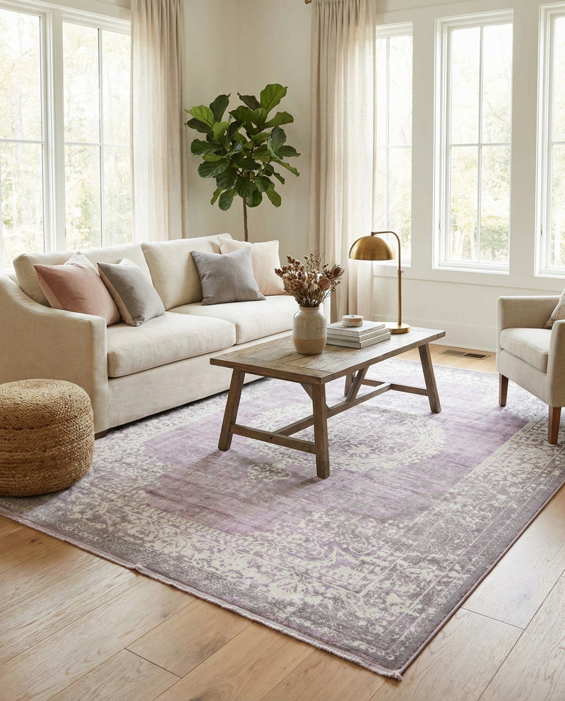 Rustic Charm Revival Collection Area Rug -  Meadowland Rectangle Purple  lifestyle 28