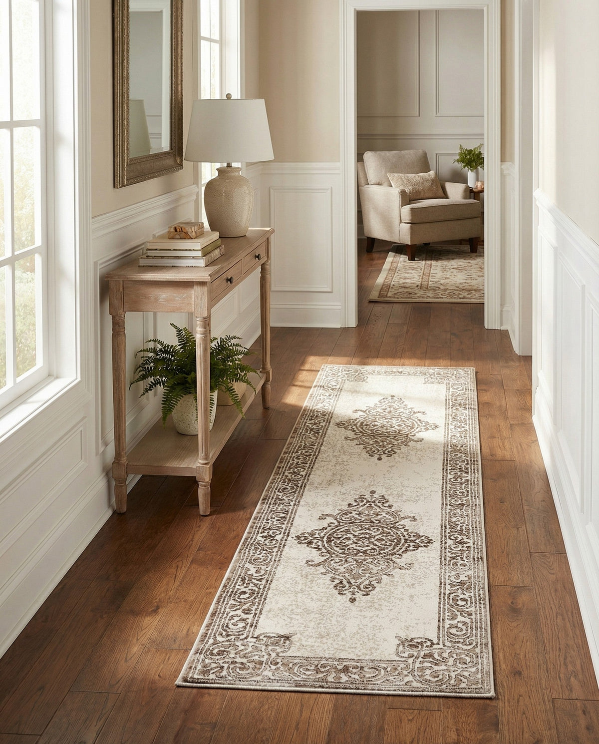 Sanctuary Retreat Collection Area Rug - Haven Runner Chocolate Brown  lifestyle 98