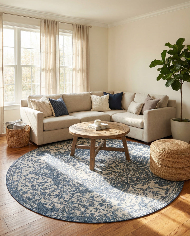 Urban Oasis Rugs Collection Area Rug -  Penthouse (Blue) Round Blue  lifestyle 53
