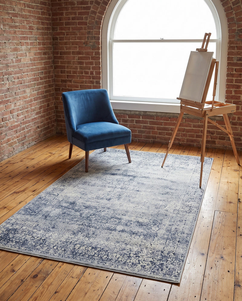 Coastal Manor Collection Area Rug -  Marina Rectangle Blue Gray  lifestyle 57
